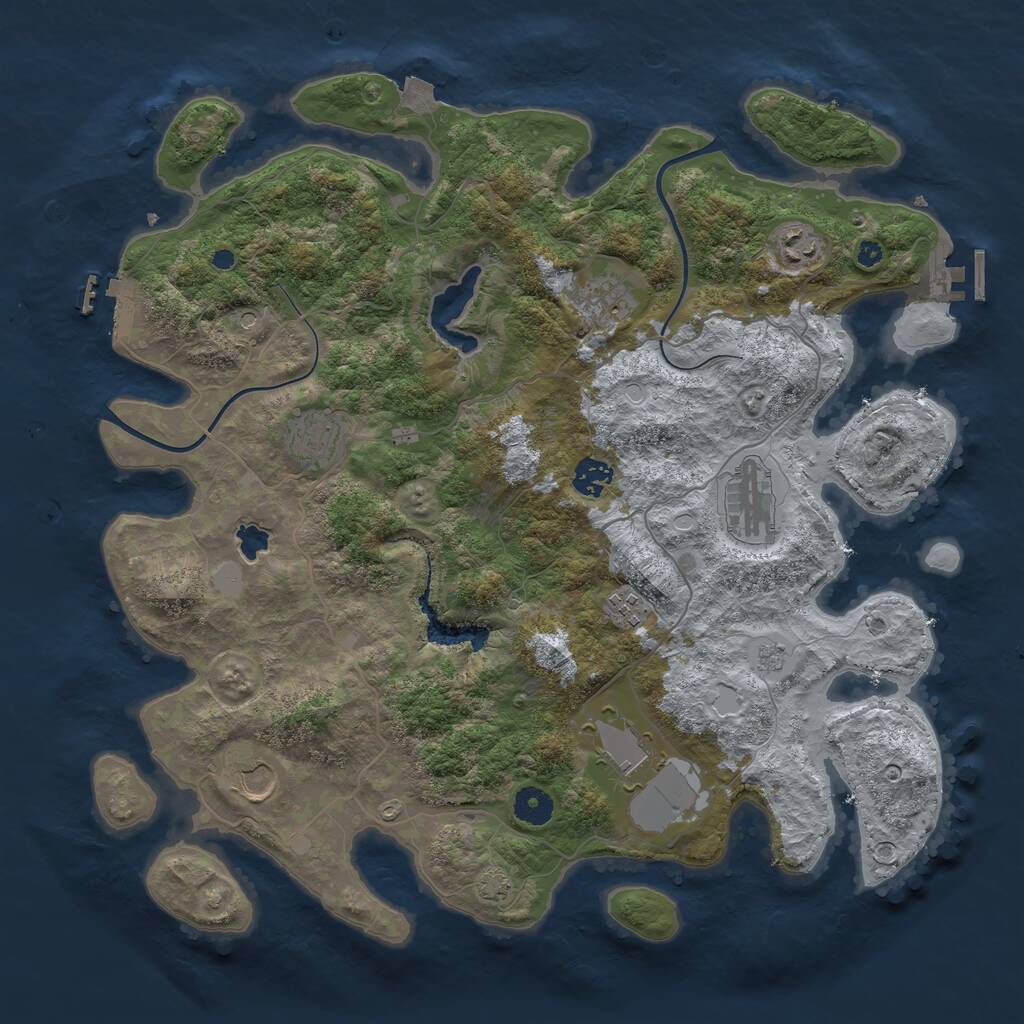 Rust Map: Procedural Map, Size: 4000, Seed: 608109667, 14 Monuments
