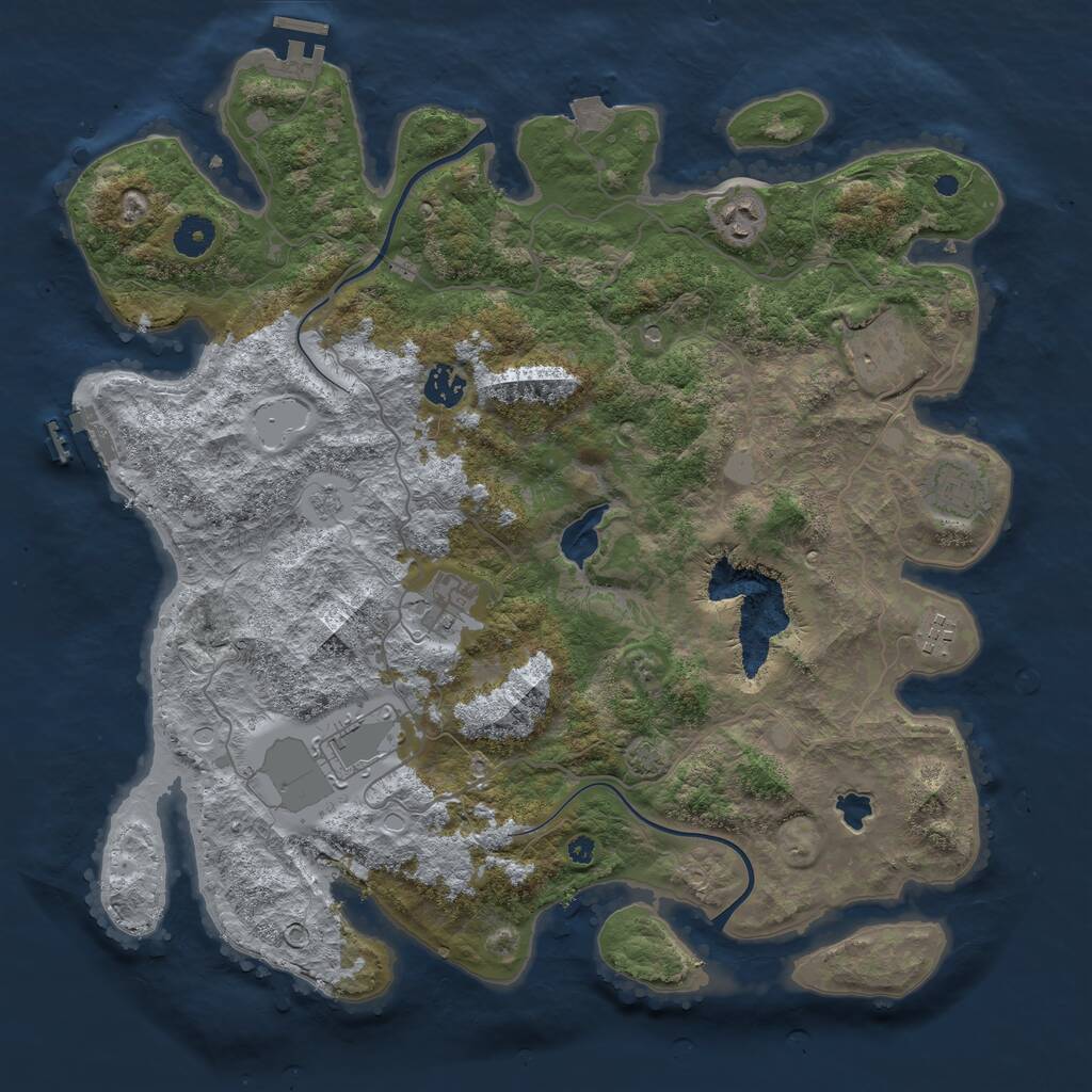 Rust Map: Procedural Map, Size: 4000, Seed: 45195214, 13 Monuments