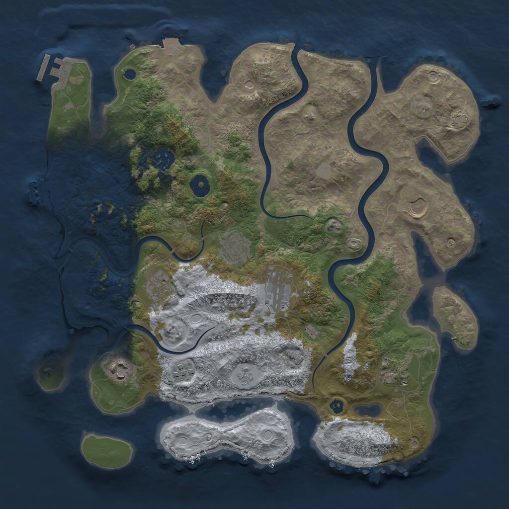 Rust Map: Procedural Map, Size: 3700, Seed: 385645074, 14 Monuments