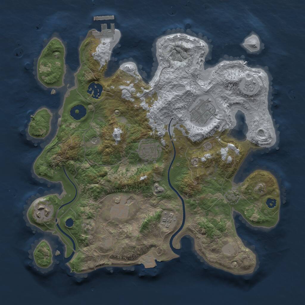 Rust Map: Procedural Map, Size: 3000, Seed: 1268596766, 11 Monuments