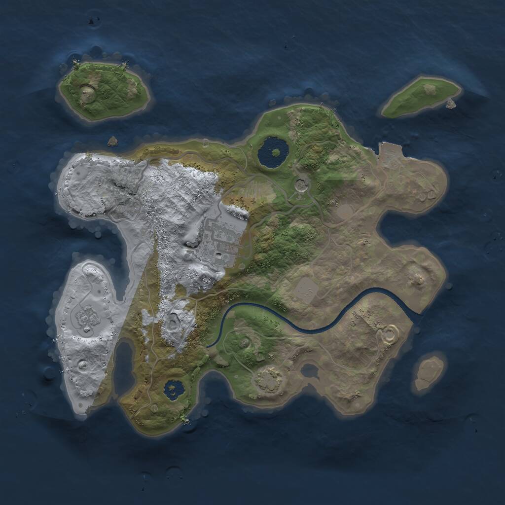Rust Map: Procedural Map, Size: 2500, Seed: 98455, 5 Monuments