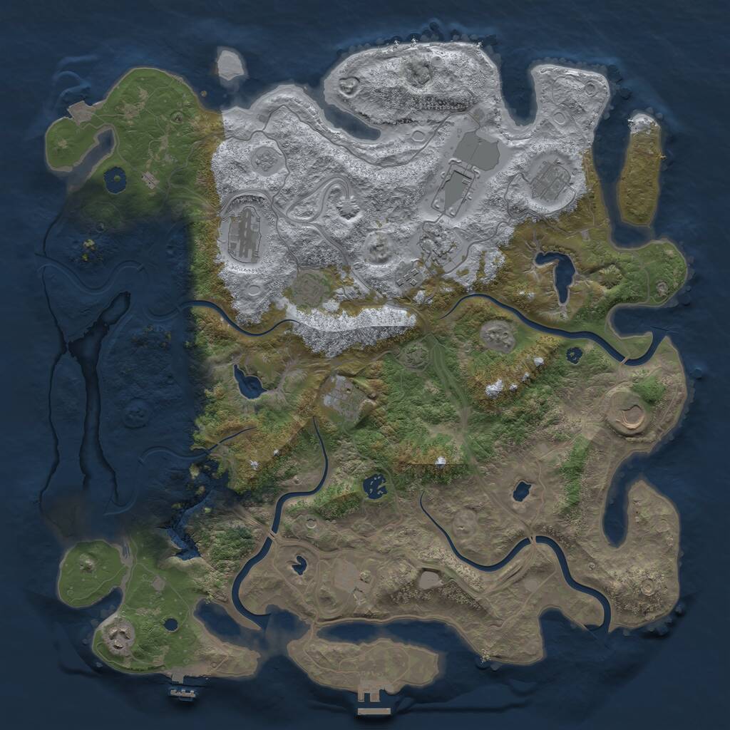 Rust Map: Procedural Map, Size: 4500, Seed: 64951665, 17 Monuments