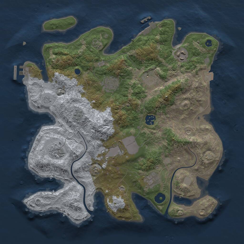 Rust Map: Procedural Map, Size: 3500, Seed: 11287, 14 Monuments