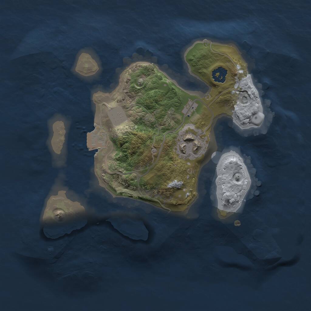 Rust Map: Procedural Map, Size: 2000, Seed: 1953974128, 2 Monuments