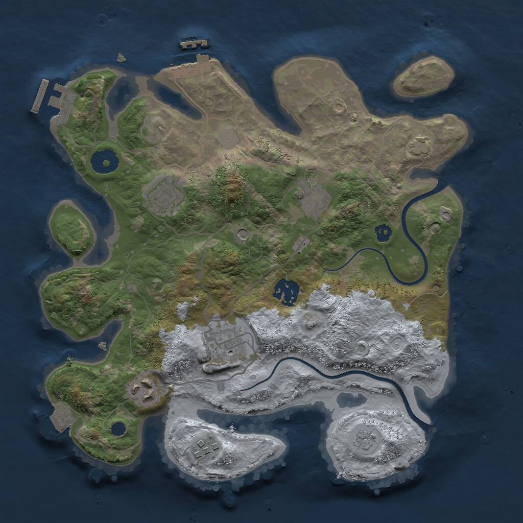 Rust Map: Procedural Map, Size: 3000, Seed: 519029279, 12 Monuments