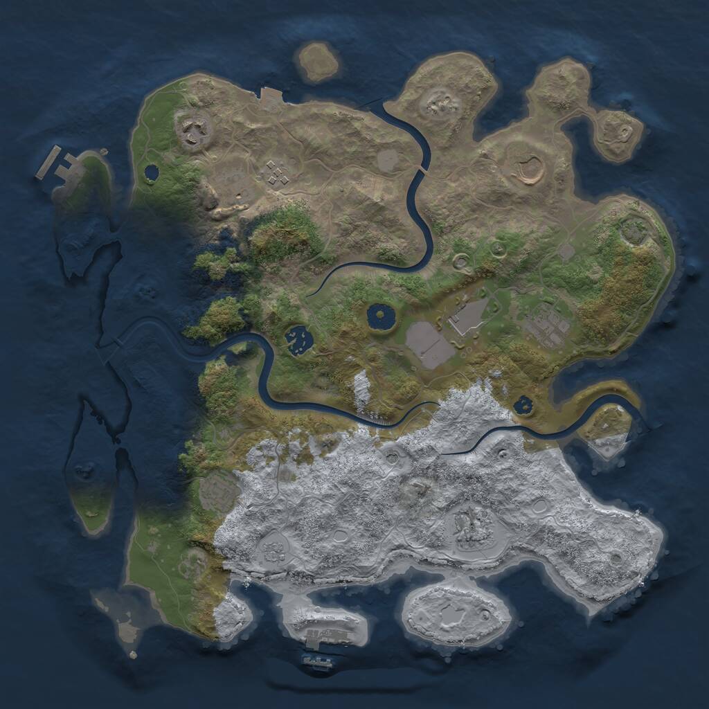 Rust Map: Procedural Map, Size: 3800, Seed: 9093, 15 Monuments