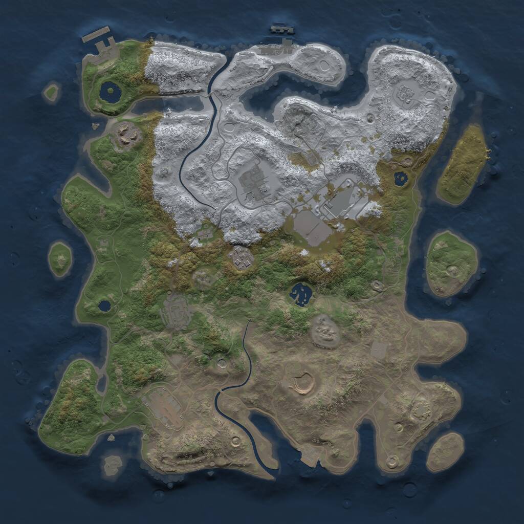 Rust Map: Procedural Map, Size: 3640, Seed: 5675487, 14 Monuments