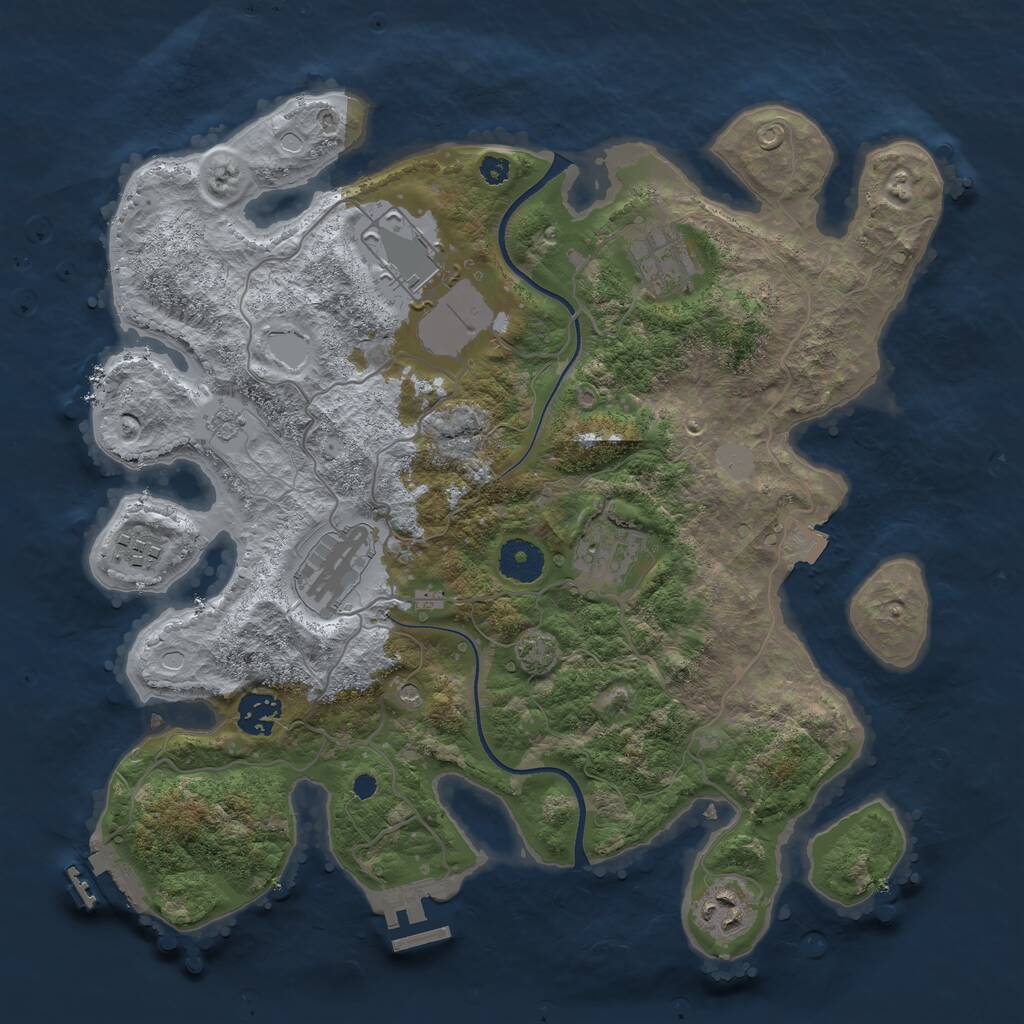 Rust Map: Procedural Map, Size: 3500, Seed: 1242090201, 13 Monuments