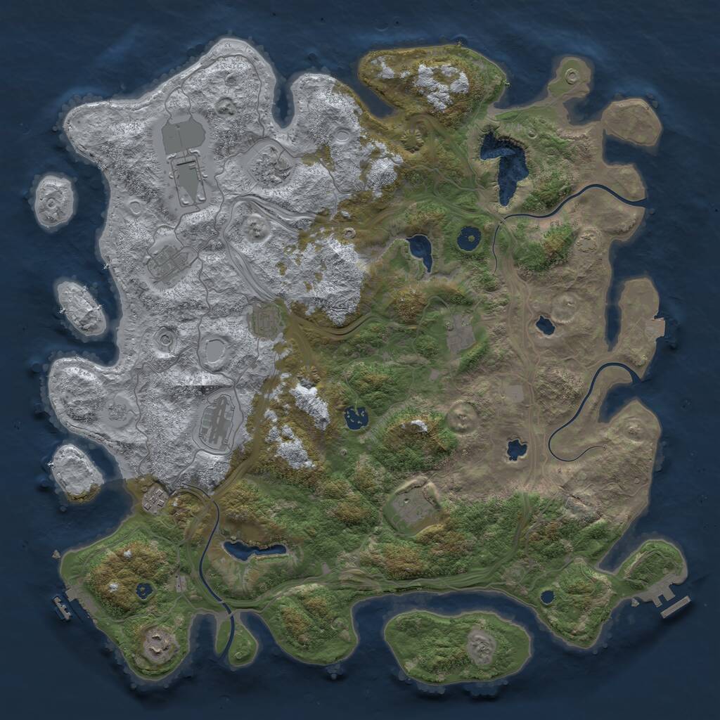 Rust Map: Procedural Map, Size: 4500, Seed: 100848954, 16 Monuments