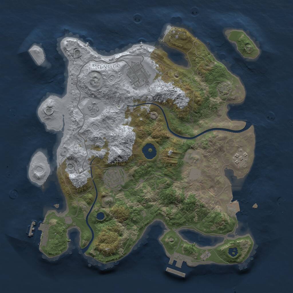 Rust Map: Procedural Map, Size: 3000, Seed: 923847, 9 Monuments