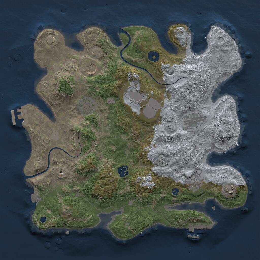 Rust Map: Procedural Map, Size: 3500, Seed: 815893559, 13 Monuments