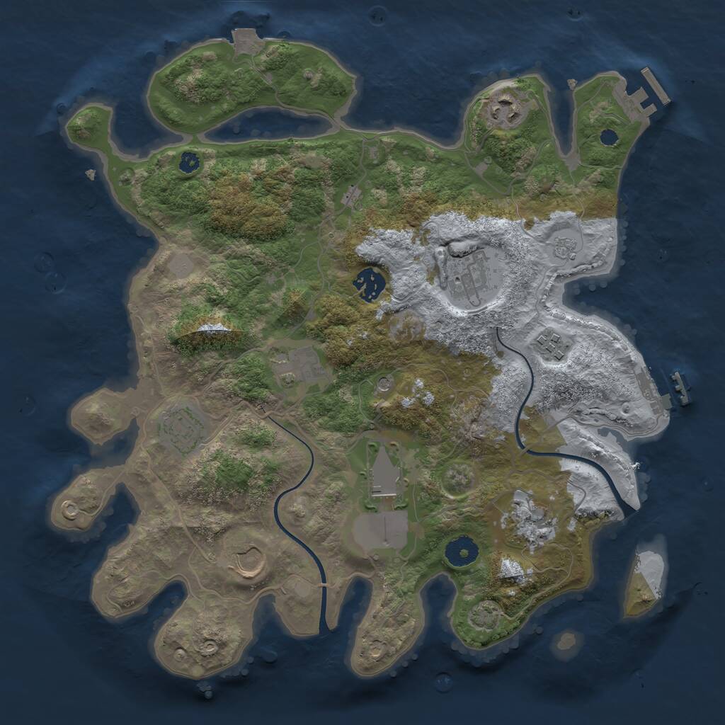 Rust Map: Procedural Map, Size: 3500, Seed: 590815881, 15 Monuments