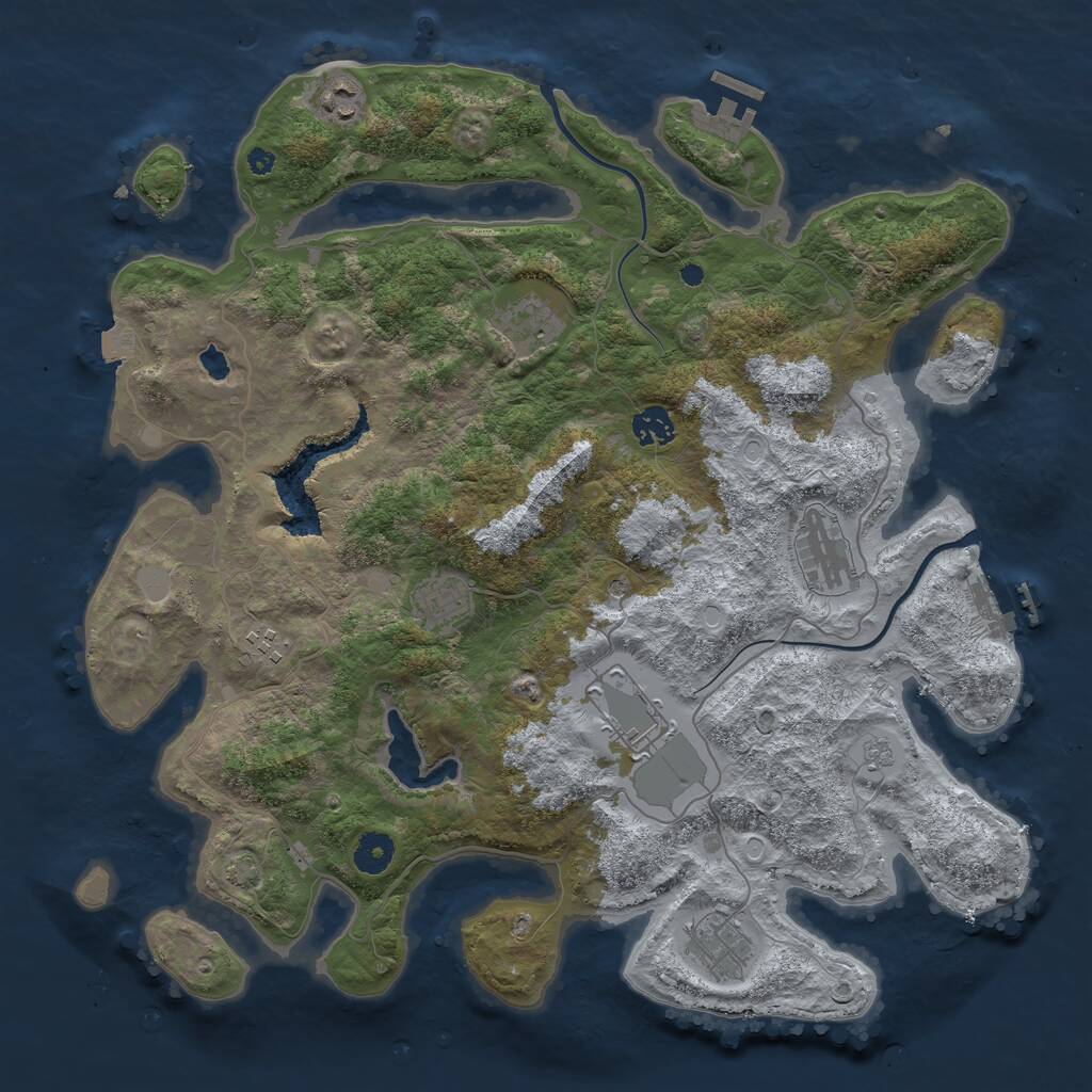 Rust Map: Procedural Map, Size: 4000, Seed: 445968, 14 Monuments