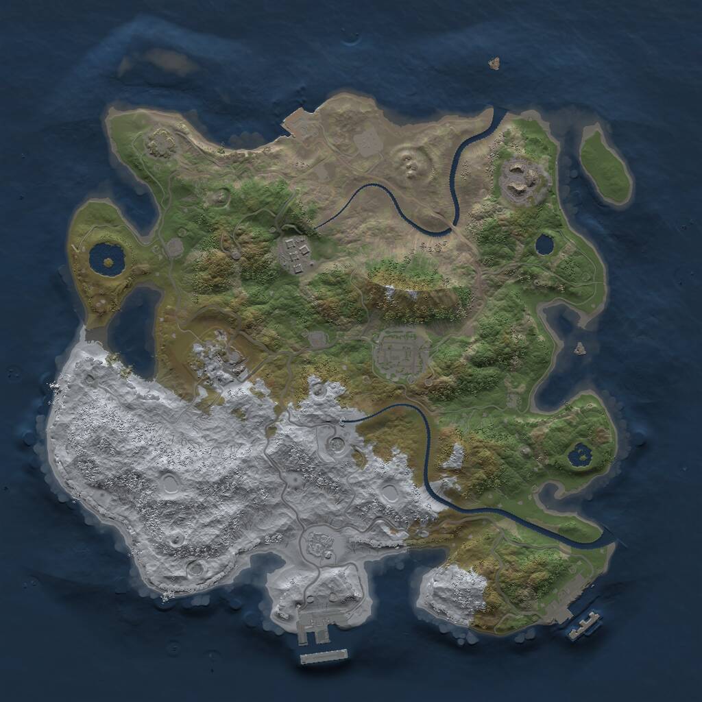 Rust Map: Procedural Map, Size: 3000, Seed: 10134, 10 Monuments
