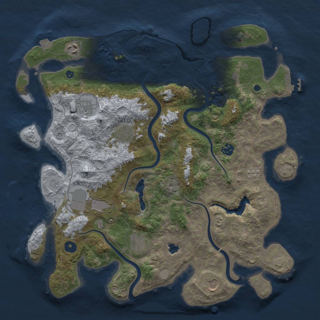 Rust Map: Procedural Map, Size: 4000, Seed: 42161, 13 Monuments