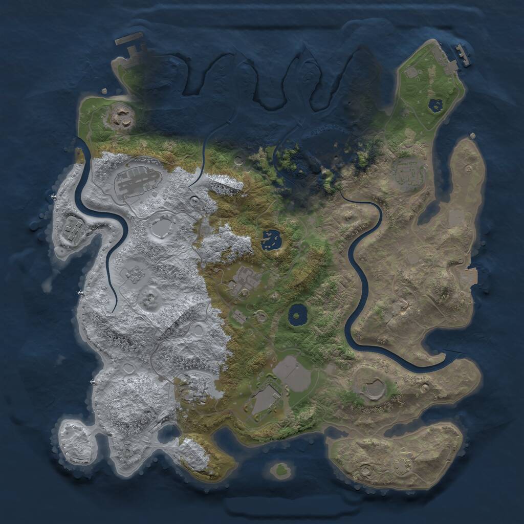 Rust Map: Procedural Map, Size: 3700, Seed: 581929443, 16 Monuments