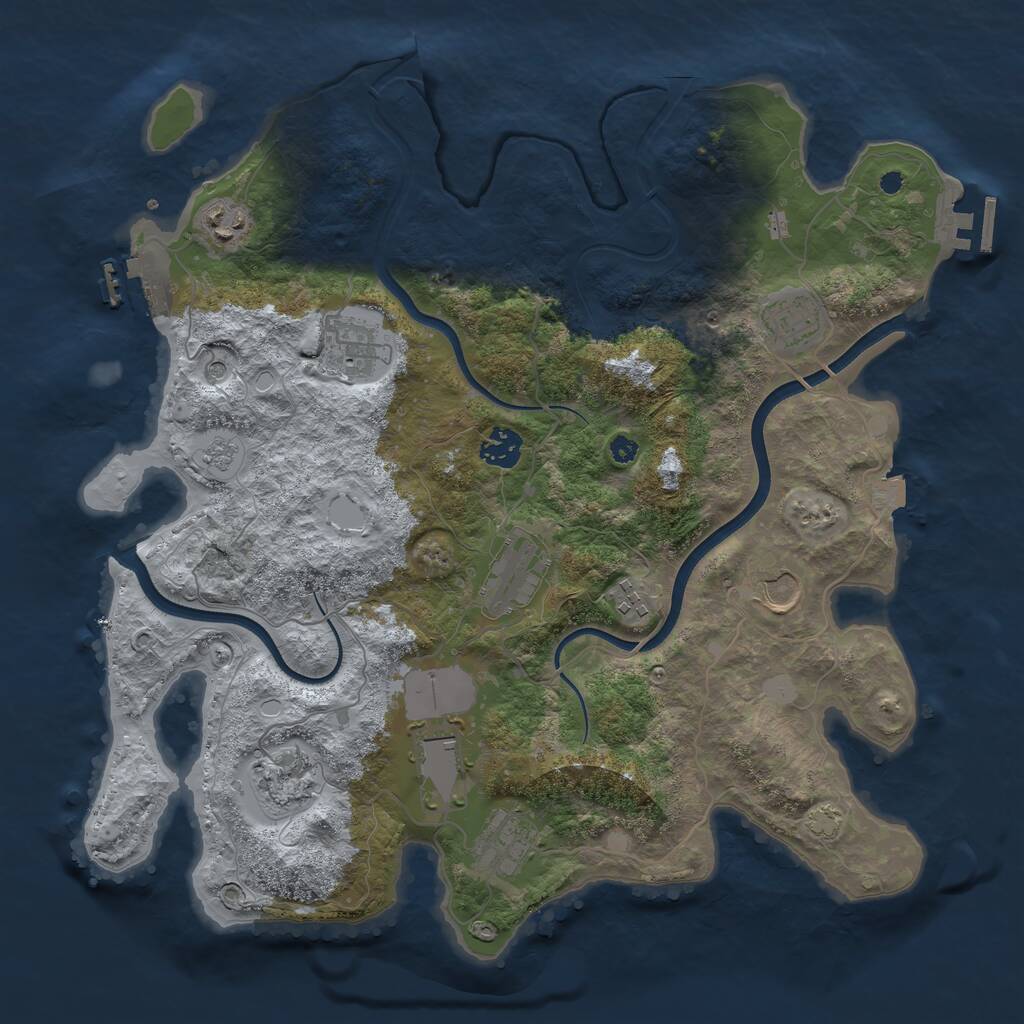 Rust Map: Procedural Map, Size: 3750, Seed: 1360204954, 16 Monuments