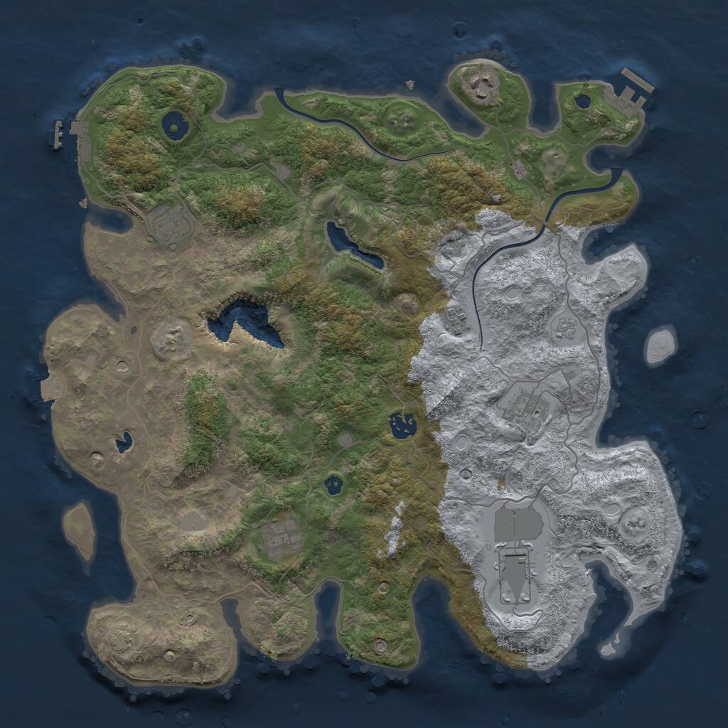 Rust Map: Procedural Map, Size: 4000, Seed: 937234001, 13 Monuments