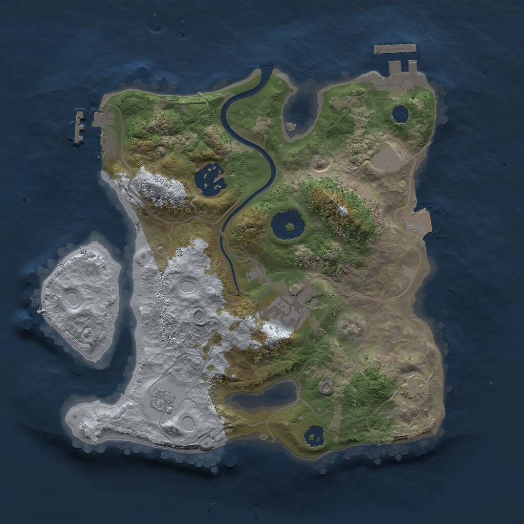 Rust Map: Procedural Map, Size: 2500, Seed: 1440071172, 7 Monuments