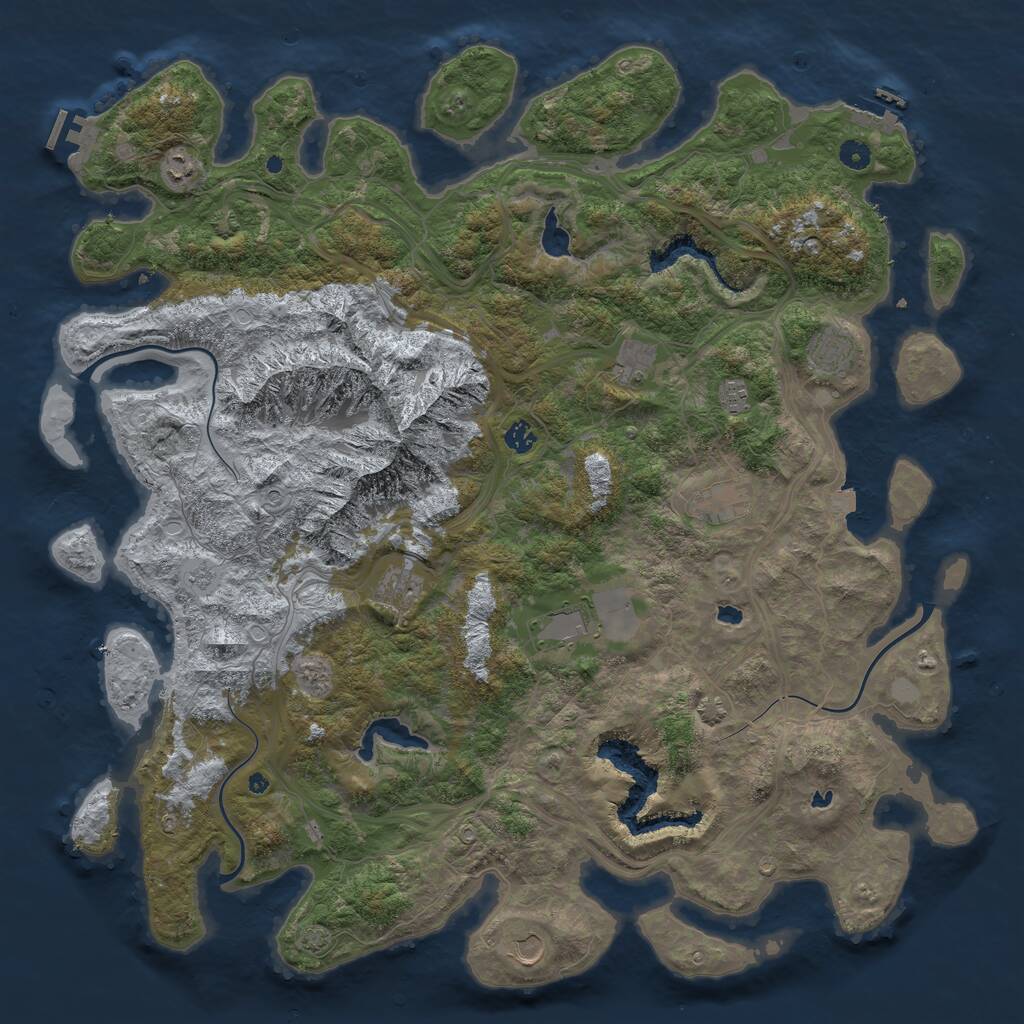 Rust Map: Procedural Map, Size: 5000, Seed: 42161, 15 Monuments