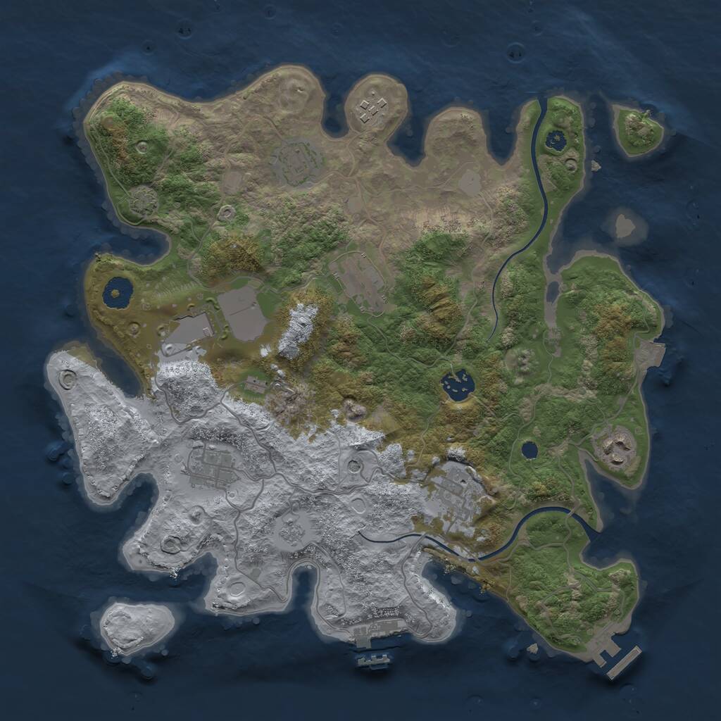 Rust Map: Procedural Map, Size: 3500, Seed: 9376234, 14 Monuments