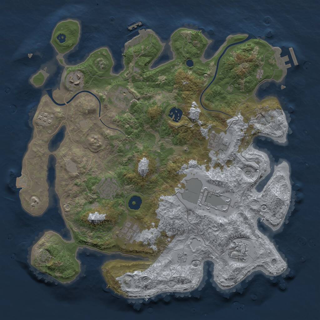 Rust Map: Procedural Map, Size: 3500, Seed: 1815740453, 15 Monuments