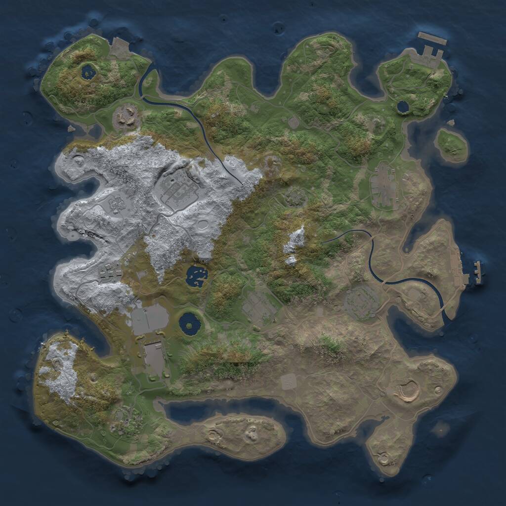Rust Map: Procedural Map, Size: 3500, Seed: 2088204673, 15 Monuments