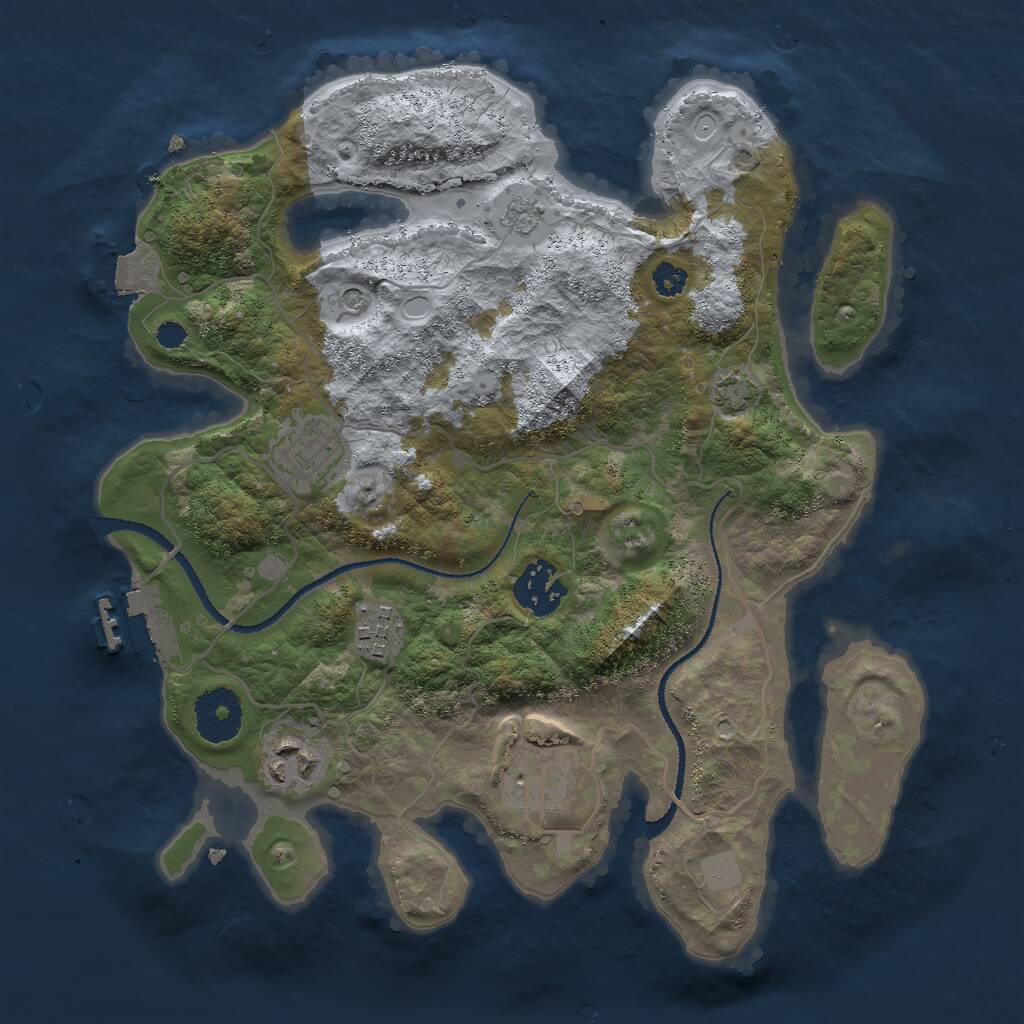 Rust Map: Procedural Map, Size: 3000, Seed: 547920, 10 Monuments
