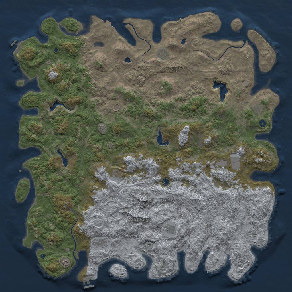 Rust Map: Procedural Map, Size: 6000, Seed: 350026040, 17 Monuments