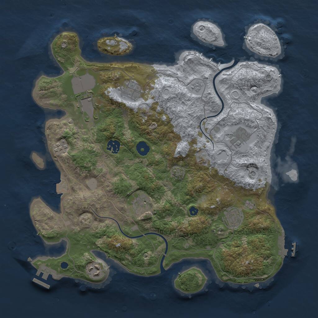Rust Map: Procedural Map, Size: 3550, Seed: 42069, 14 Monuments