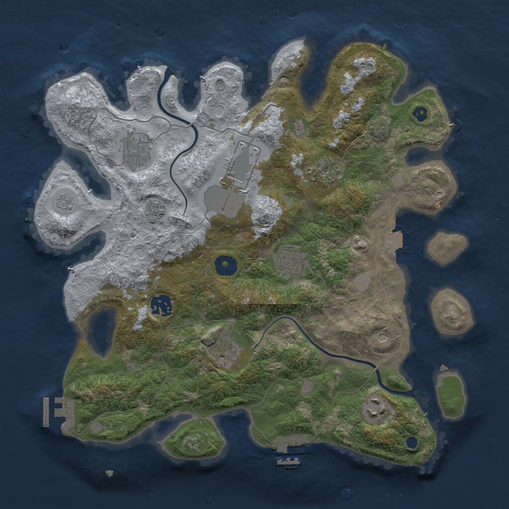 Rust Map: Procedural Map, Size: 3500, Seed: 1321585, 14 Monuments