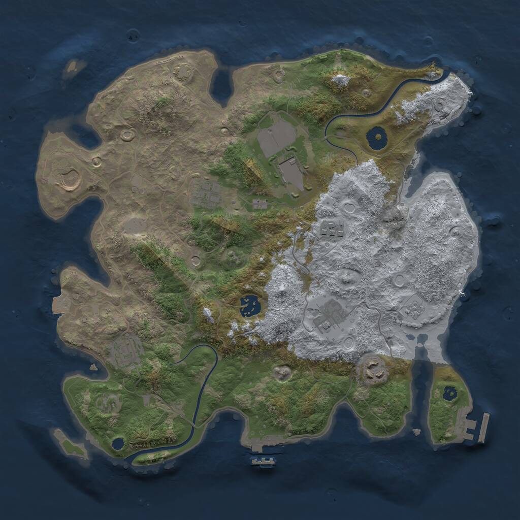 Rust Map: Procedural Map, Size: 3550, Seed: 25, 14 Monuments