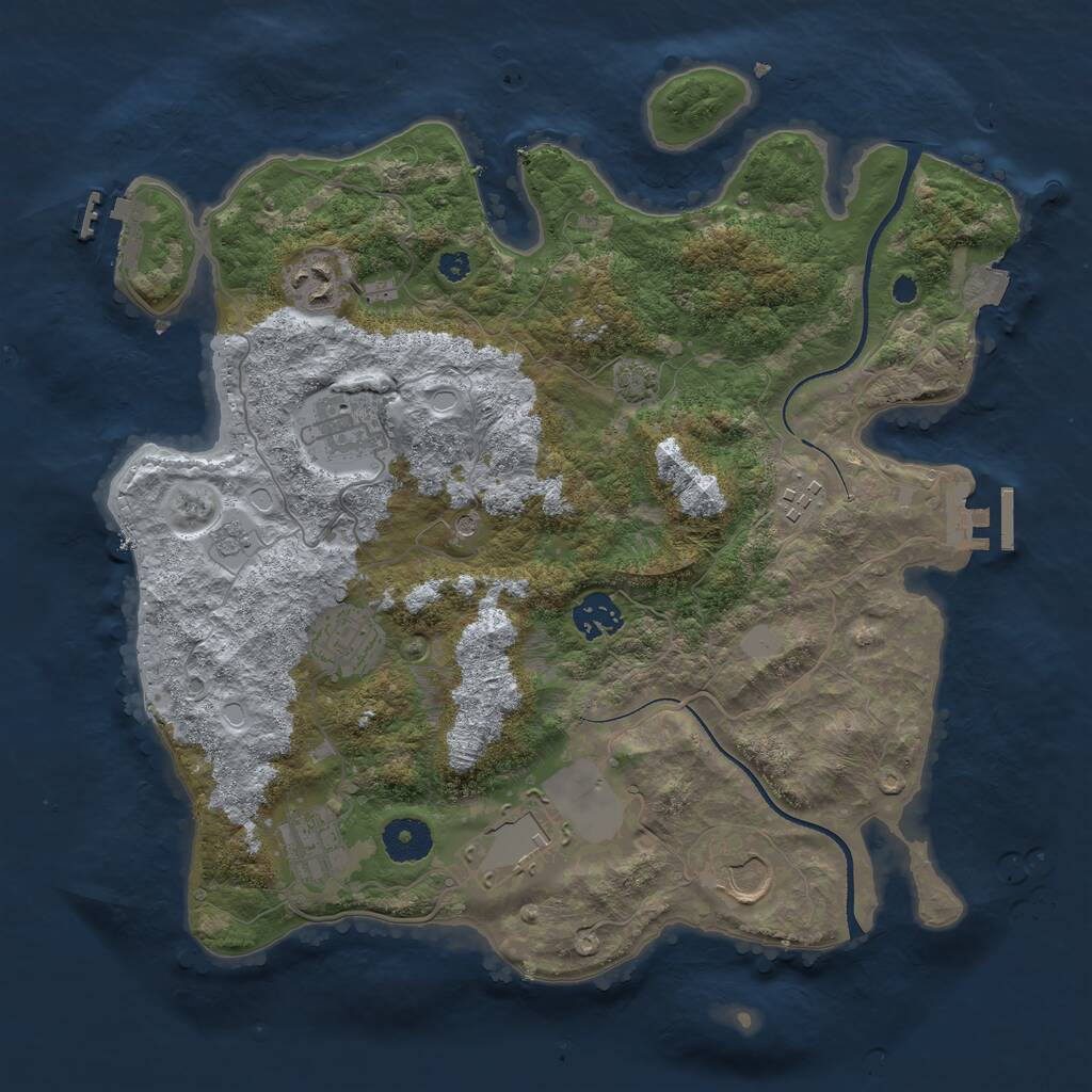Rust Map: Procedural Map, Size: 3500, Seed: 103485590, 14 Monuments