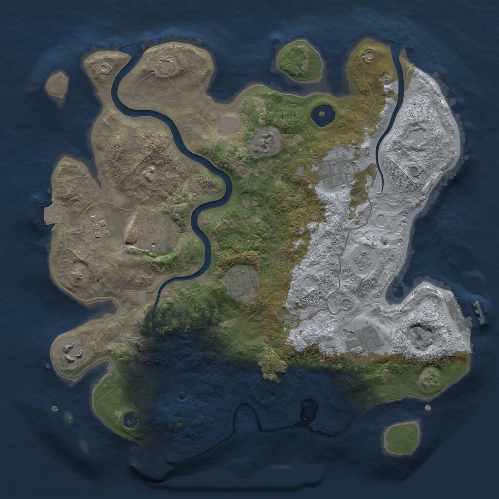 Rust Map: Procedural Map, Size: 3300, Seed: 705920894, 12 Monuments