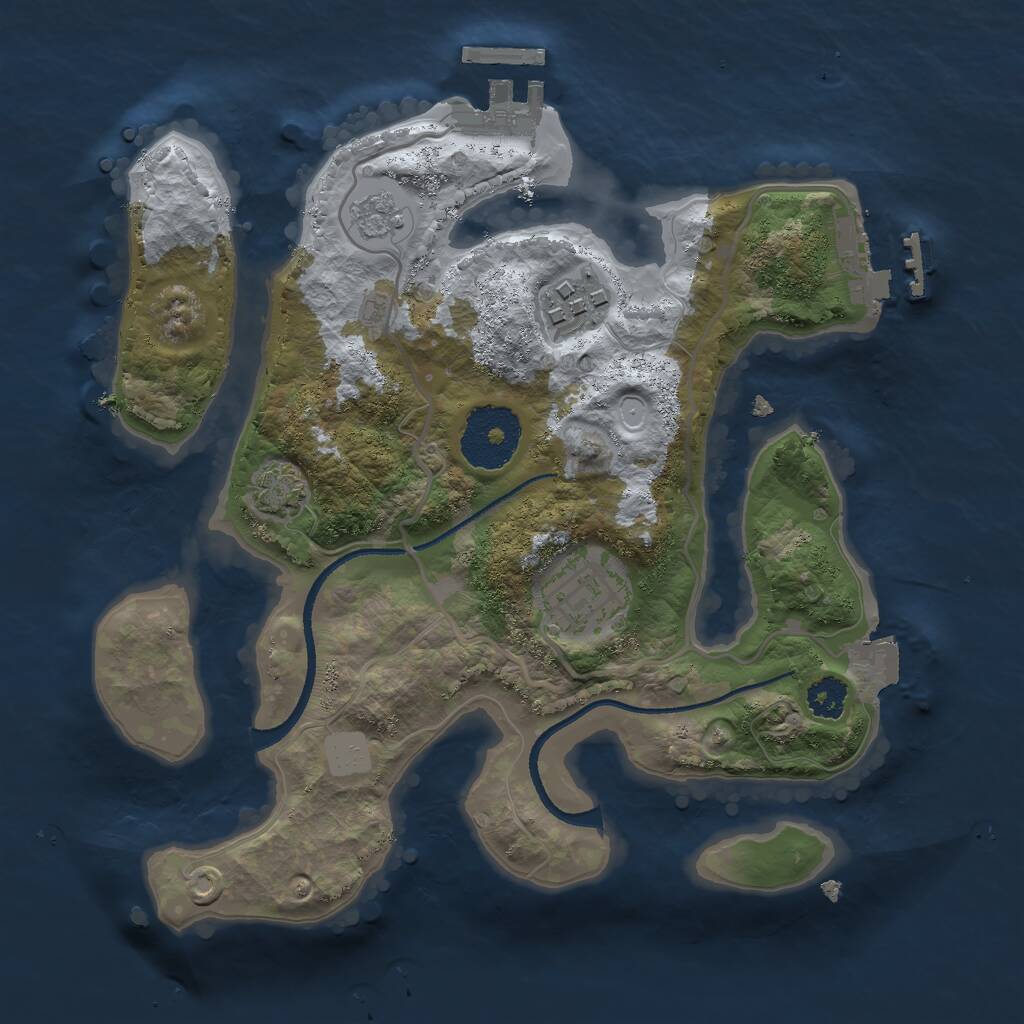Rust Map: Procedural Map, Size: 2500, Seed: 1012759373, 7 Monuments