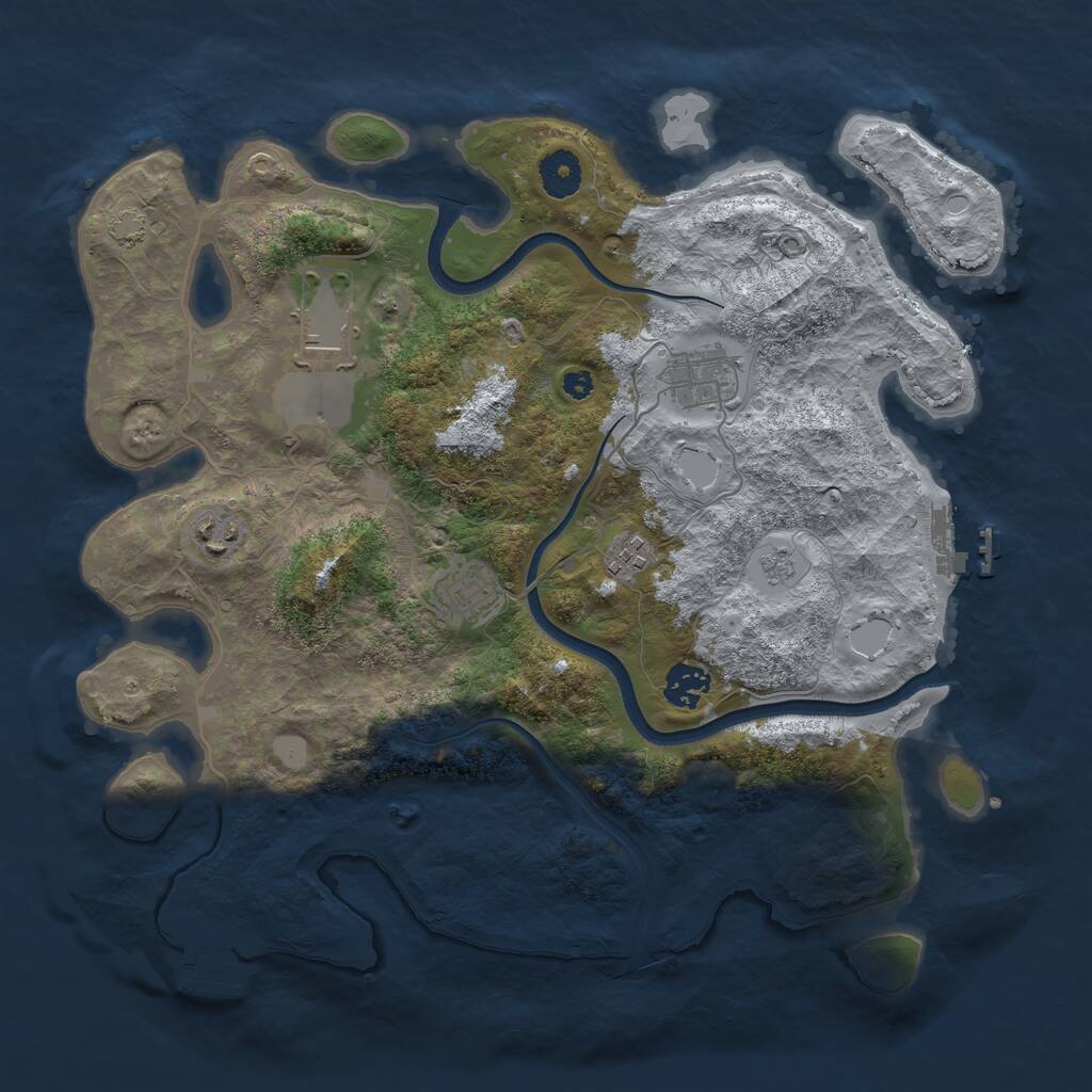 Rust Map: Procedural Map, Size: 3650, Seed: 144141, 11 Monuments
