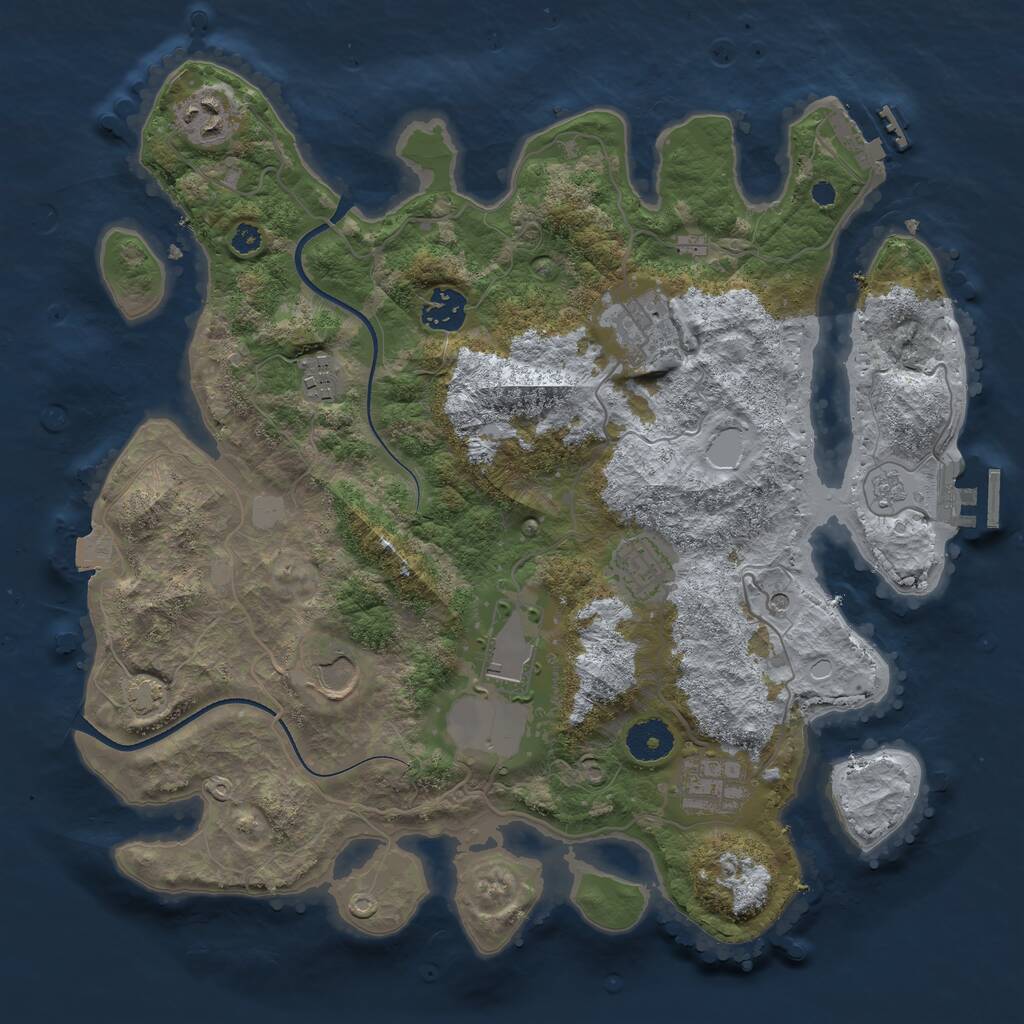 Rust Map: Procedural Map, Size: 3500, Seed: 1823, 14 Monuments