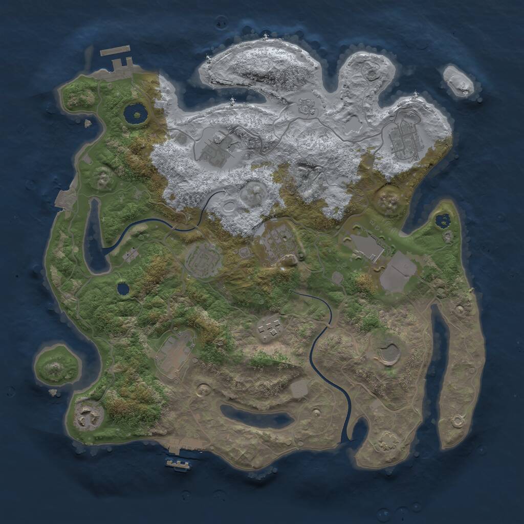 Rust Map: Procedural Map, Size: 3500, Seed: 1379885915, 14 Monuments