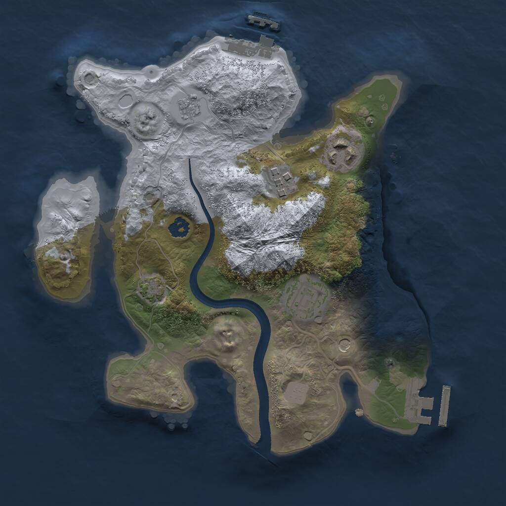 Rust Map: Procedural Map, Size: 2500, Seed: 1849408625, 9 Monuments