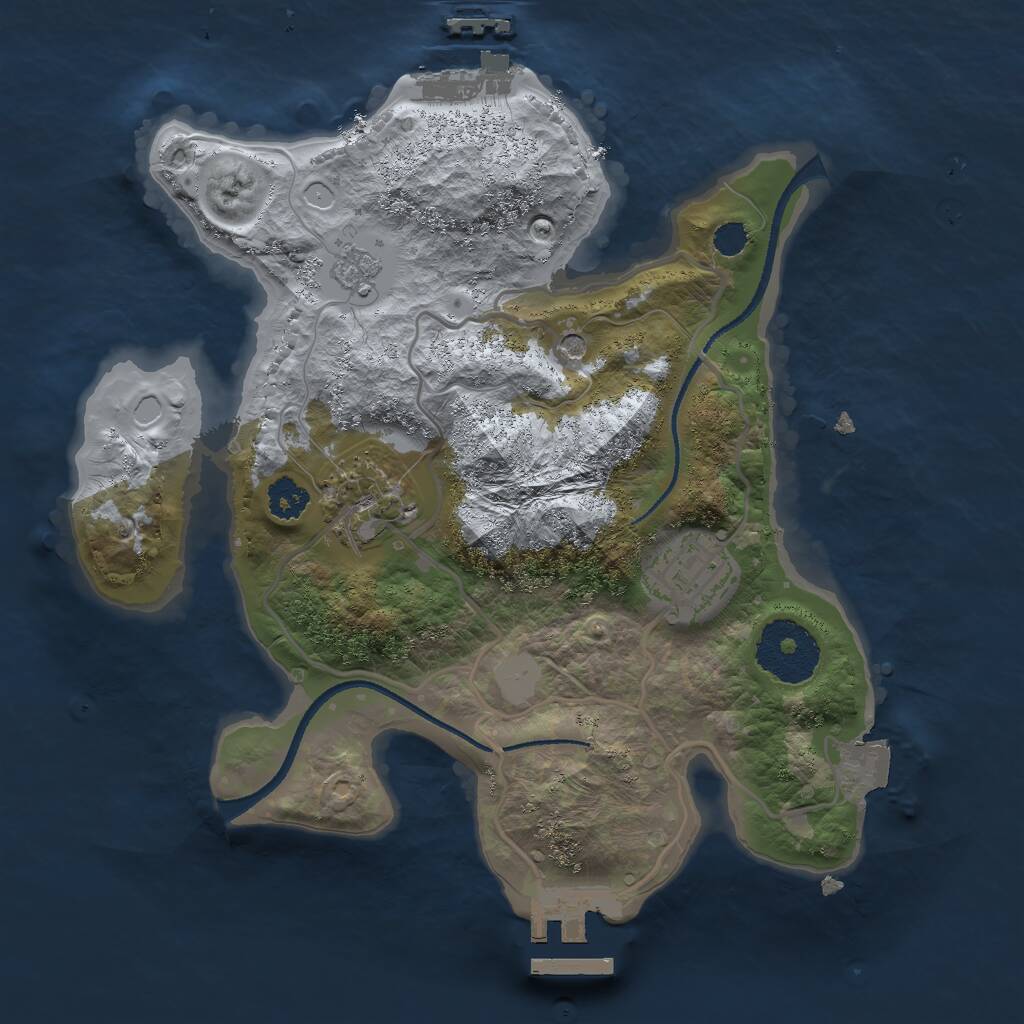 Rust Map: Procedural Map, Size: 2500, Seed: 1849408625, 7 Monuments