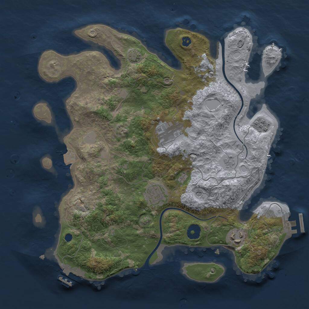 Rust Map: Procedural Map, Size: 3200, Seed: 672727573, 10 Monuments