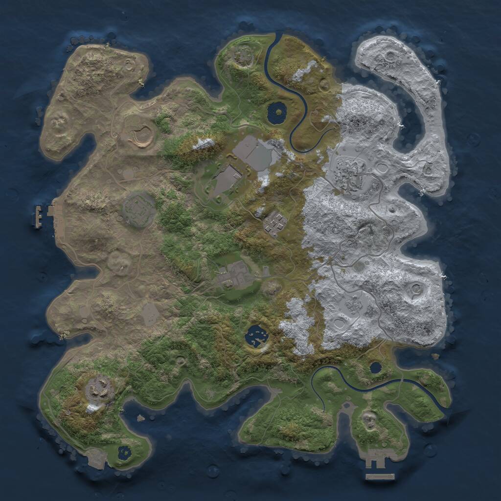 Rust Map: Procedural Map, Size: 3500, Seed: 2147483644, 14 Monuments