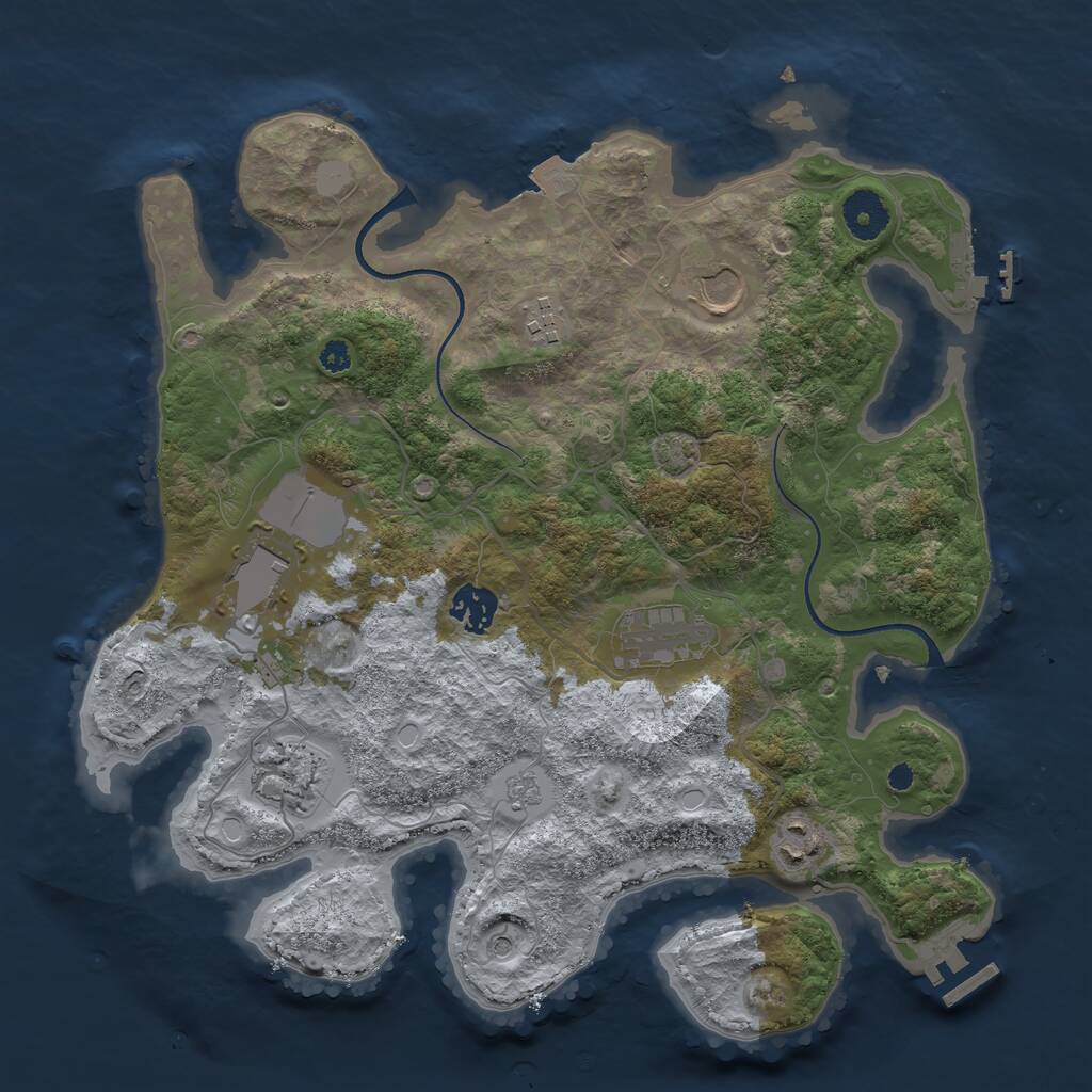 Rust Map: Procedural Map, Size: 3500, Seed: 1566097795, 13 Monuments