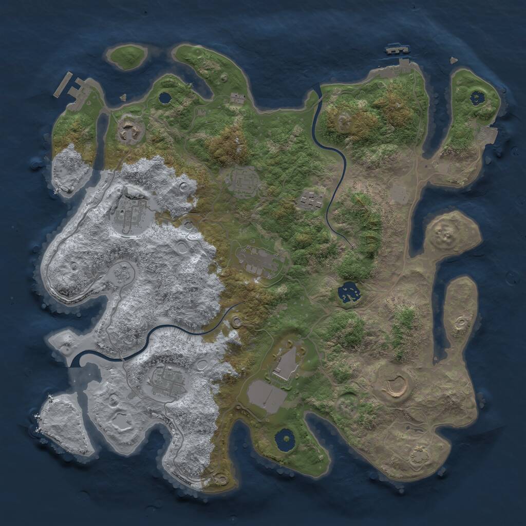 Rust Map: Procedural Map, Size: 3700, Seed: 962185755, 15 Monuments