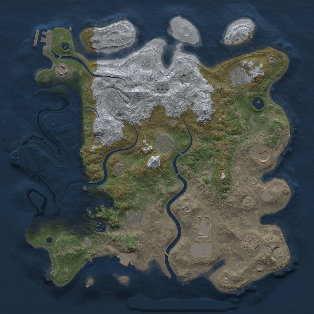 Rust Map: Procedural Map, Size: 3900, Seed: 1087604714, 16 Monuments