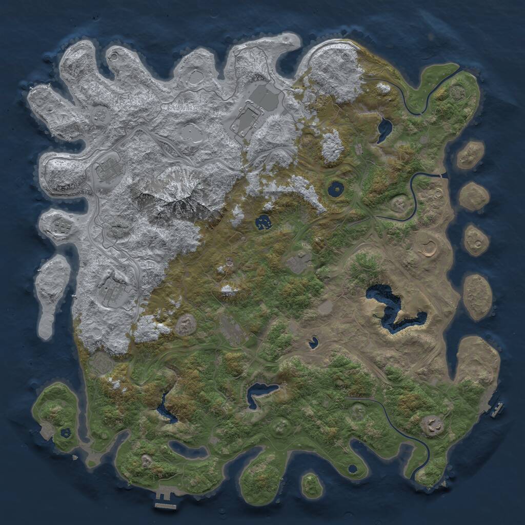 Rust Map: Procedural Map, Size: 5000, Seed: 23457542, 17 Monuments