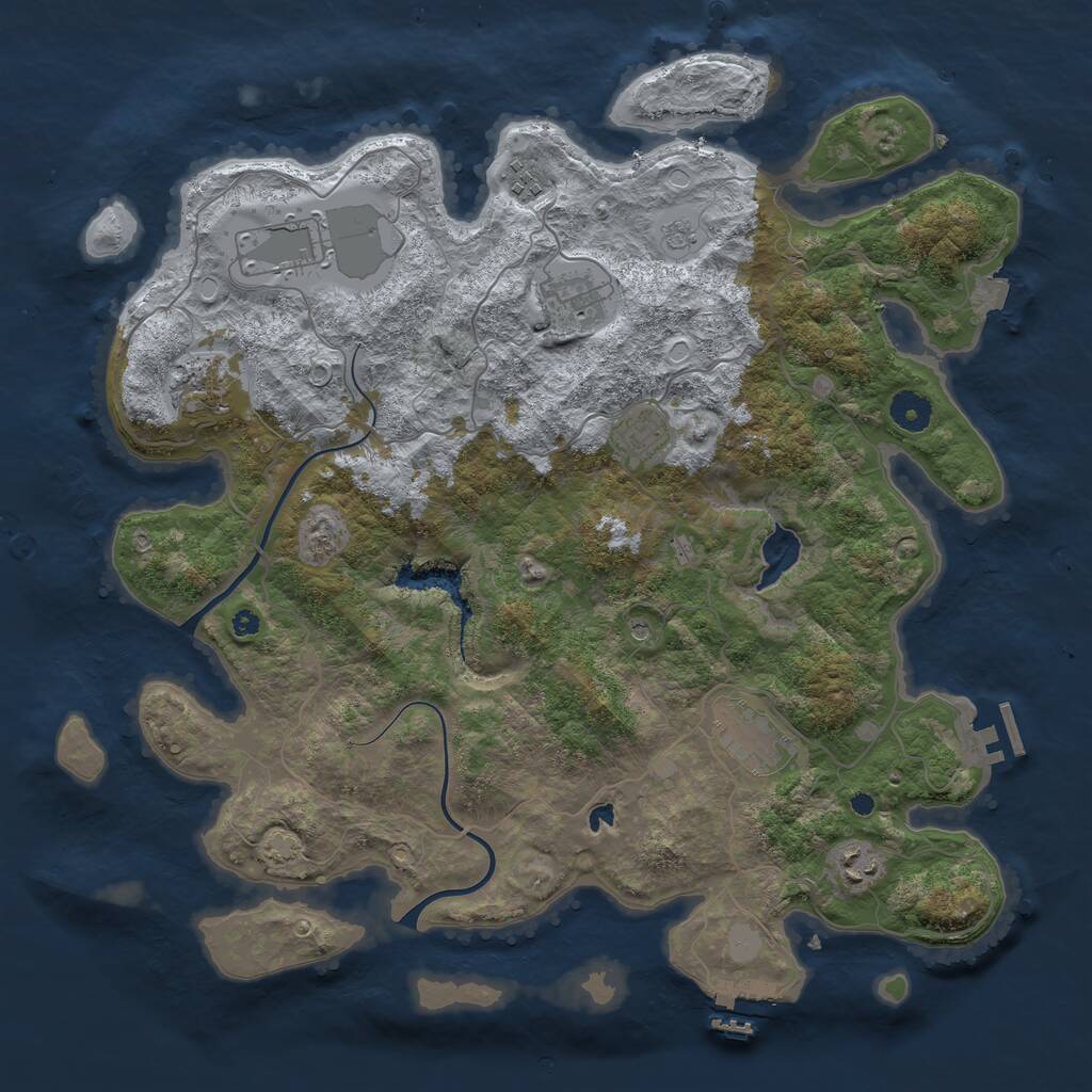 Rust Map: Procedural Map, Size: 4000, Seed: 1783690070, 13 Monuments