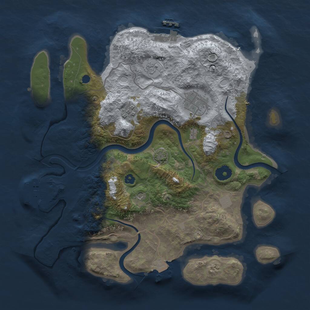 Rust Map: Procedural Map, Size: 3000, Seed: 841336632, 8 Monuments