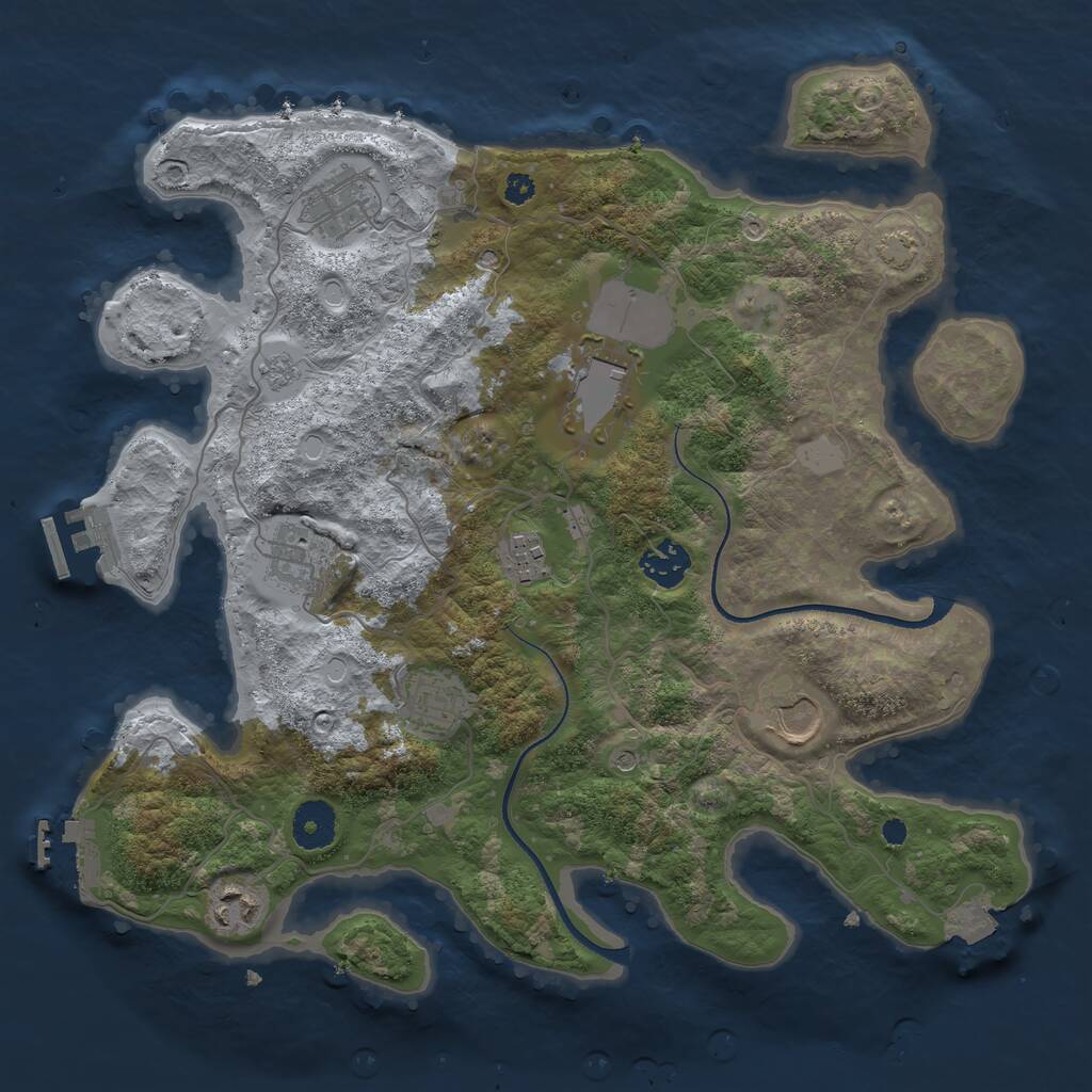 Rust Map: Procedural Map, Size: 3500, Seed: 556159634, 14 Monuments