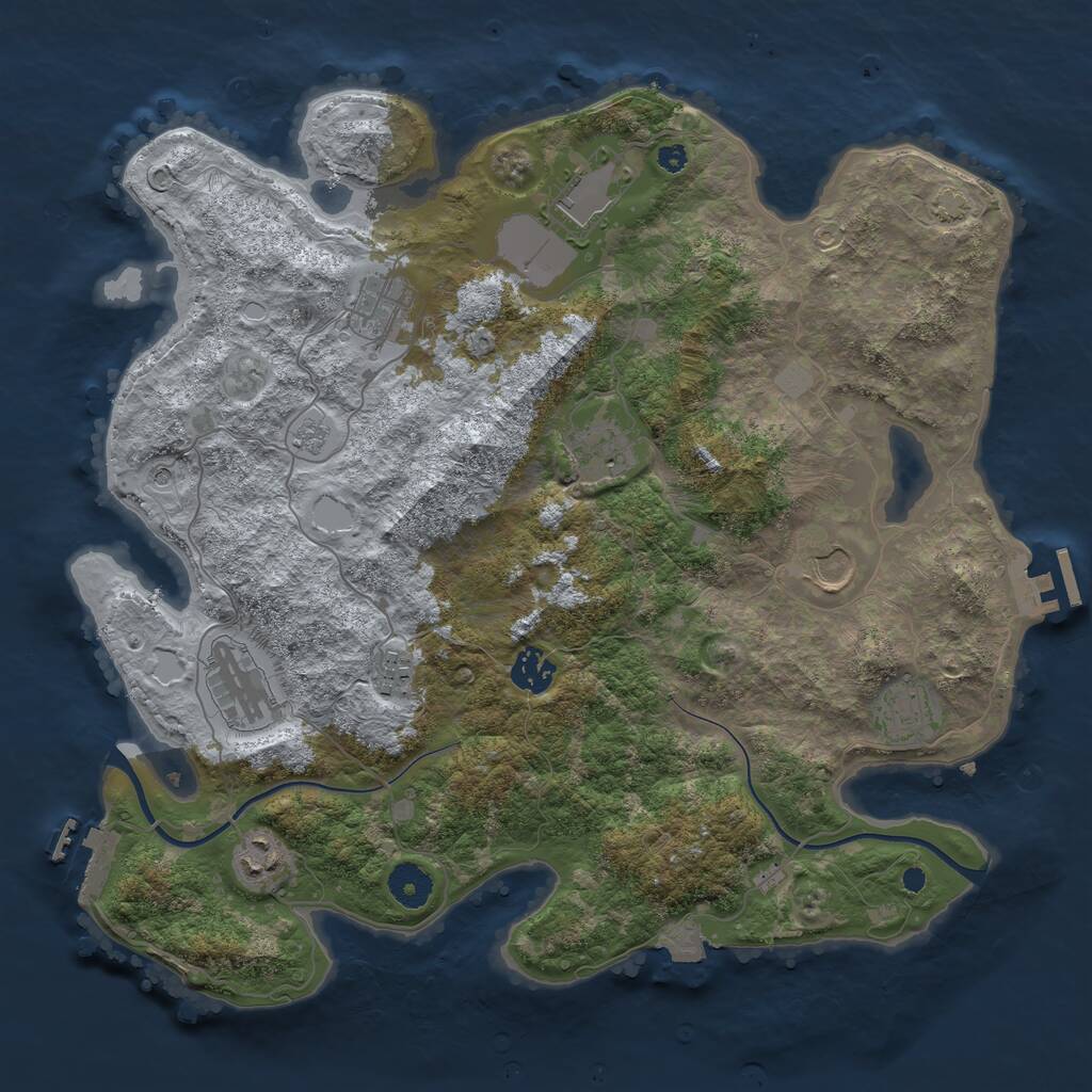 Rust Map: Procedural Map, Size: 3750, Seed: 584680759, 15 Monuments